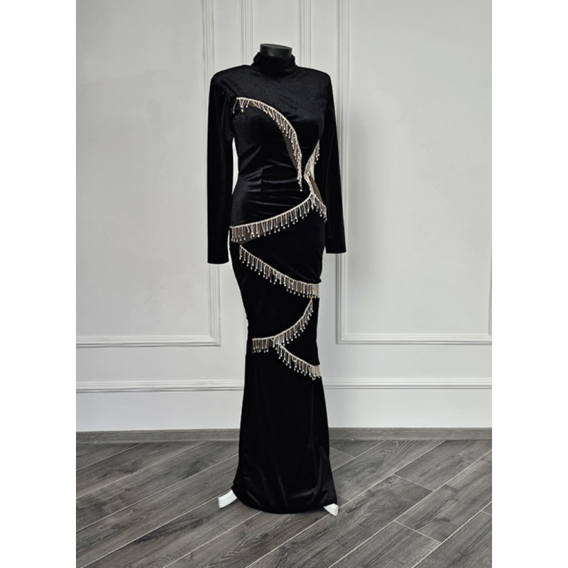 Rochie din catifea naturala Black