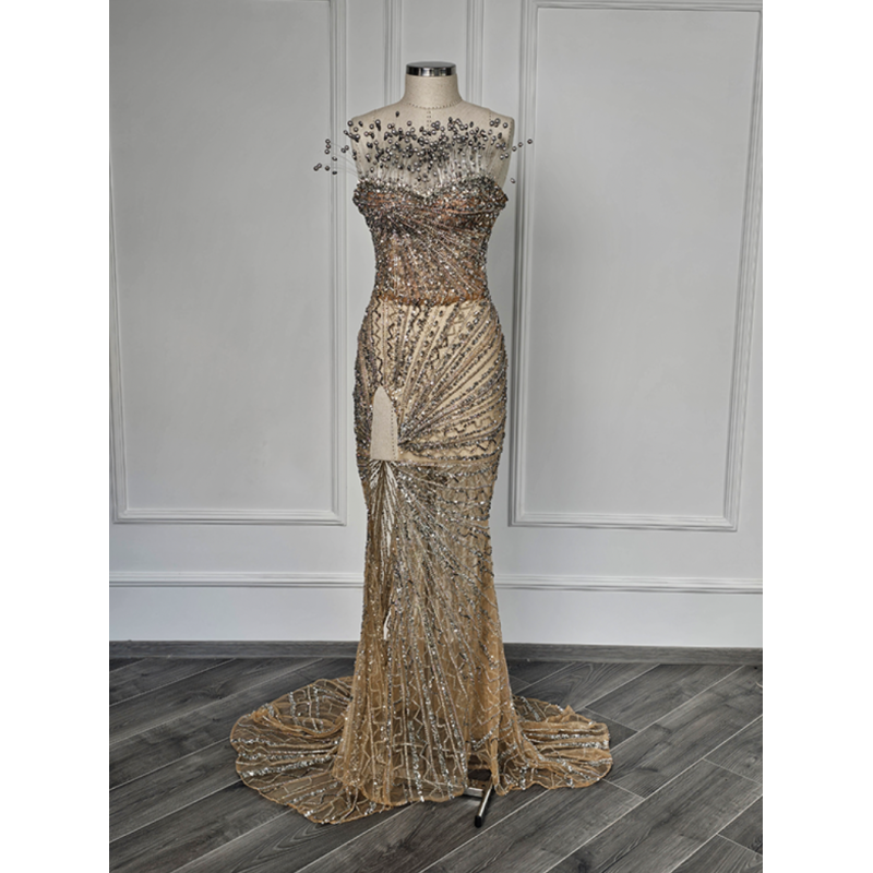 Rochie de seara lucrata manual White Gold
