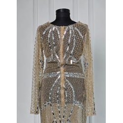 Rochie de seara lucrata manual White Long Gold