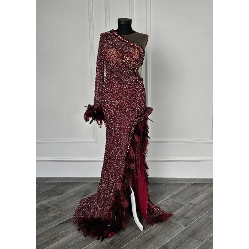 Rochie de seara lucrata manual Red Semi Naked