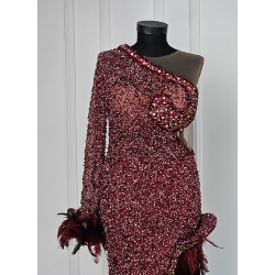 Rochie de seara lucrata manual Red Semi Naked