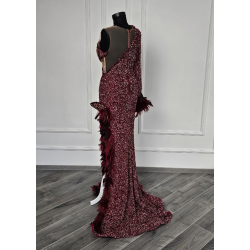 Rochie de seara lucrata manual Red Semi Naked