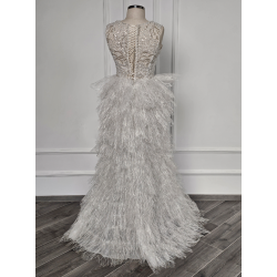 Rochie de mireasa dreapta lucrata manual White Pearls