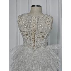 Rochie de mireasa dreapta lucrata manual White Pearls