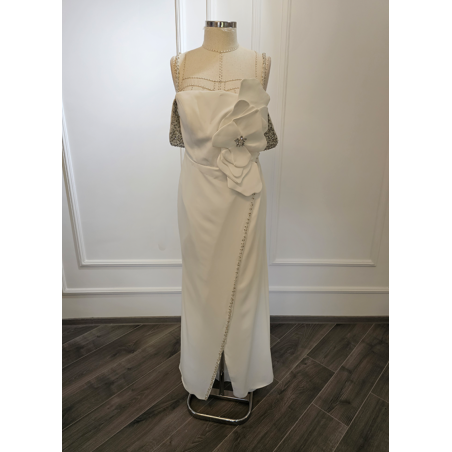 Rochie de seara cu decolteu sabres white cream