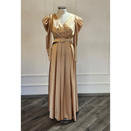 Rochita de seara cu buzunare sabres cream gold