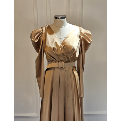 Rochita de seara cu buzunare sabres cream gold