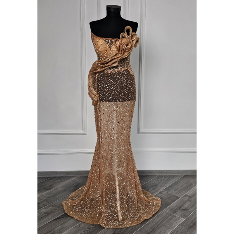 Rochie de seara lucrata manual Sabres Gold Transparent