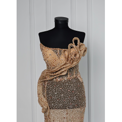 Rochie de seara lucrata manual Sabres Gold Transparent