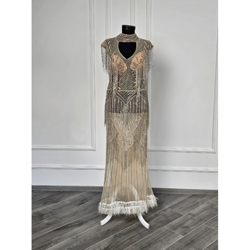Rochie de seara lucrata manual Platinum Gold