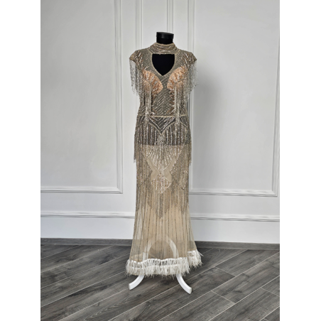 Rochie de seara lucrata manual Platinum Gold