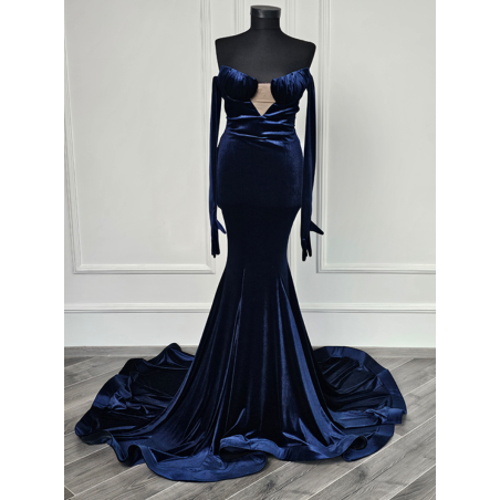 Rochie de seara cu manusi din catifea naturala