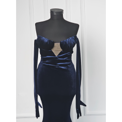 Rochie de seara cu manusi din catifea naturala