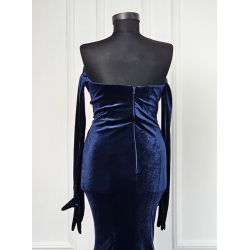 Rochie de seara cu manusi din catifea naturala